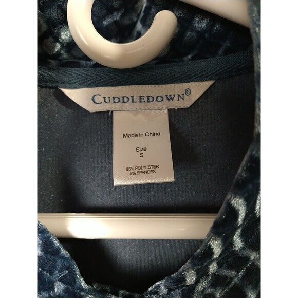 Cuddletown Blue Velour Three Button Mock Neck Pocket Jacket. Size S - Picture 4 of 10